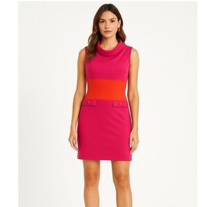 Just Taylor Vintage Pink and Orange Mini Sleeveless Dress